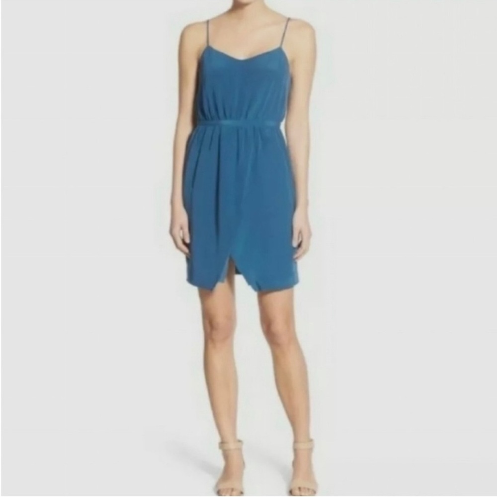 Madewell Women’s Blue Silk Sandstar Tulip Hem Mini Dress Size 2